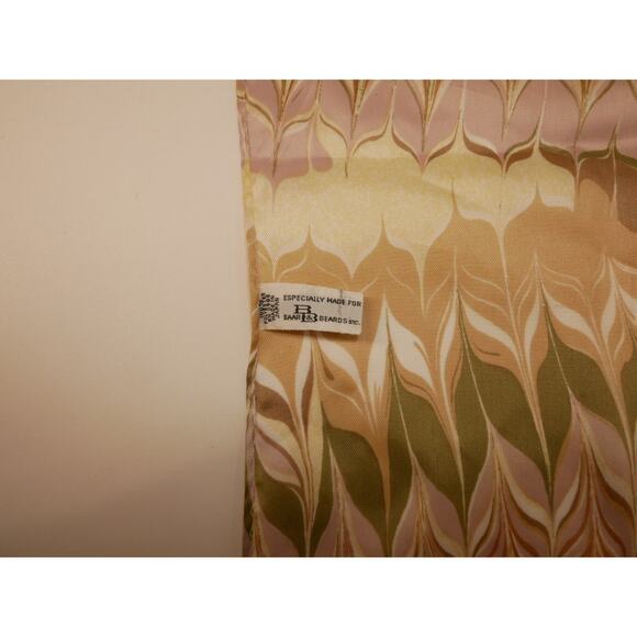 BAAR & BEARDS Abstract Print Brown Pink Green Square Scarf Japan Hand Rolled - Picture 6 of 9